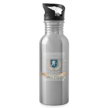 Lustiger Boccia Spieler, Boule Sport und Petanque - Trinkflasche mit integriertem Trinkhalm - Lightsilver - Rechts