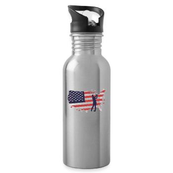 American Flag Golfer - Water bottle with straw - silver - Right