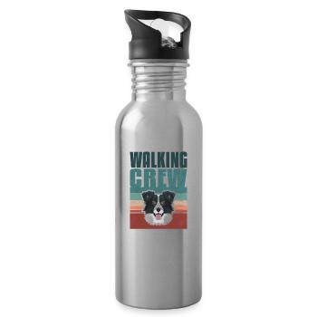Equipage, Border Collie - Gourde avec paille intégrée - argent clair - Droite