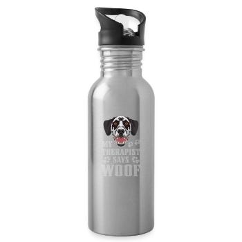 Mon thérapeute fait du wuff, Dalmatien - Gourde avec paille intégrée - argent clair - Droite