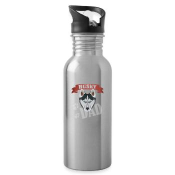 Husky dad, dog dad - Water bottle with straw - silver - Right