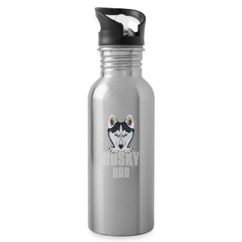 Husky dad, dog dad - Water bottle with straw - silver - Right