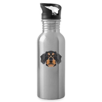 Lächelnder Rauhaardackel - Trinkflasche mit integriertem Trinkhalm - Lightsilver - Rechts