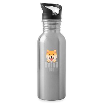 Shiba Inu Papa, Chien Papa - Gourde avec paille intégrée - argent clair - Droite