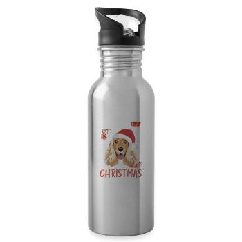Deutsch Cocker Spaniel Christmas - Water bottle with straw - silver - Right
