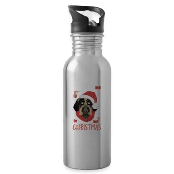 Deutsch Drahthaar Weihnachten - Trinkflasche mit integriertem Trinkhalm - Lightsilver - Rechts
