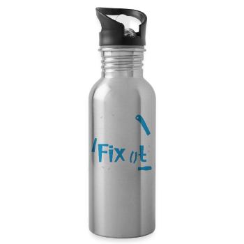 M. Fix It Carpenter Handyman Plombier Papa Day - Gourde avec paille intégrée - argent clair - Droite