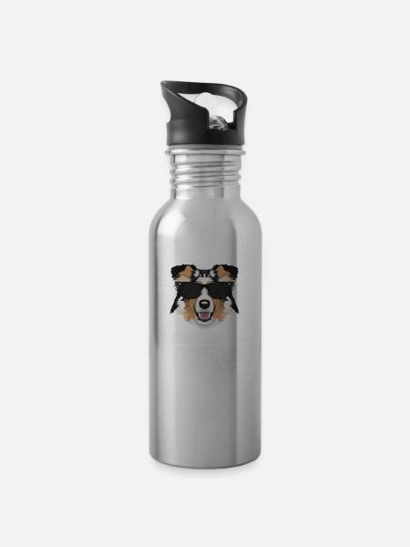 My Australian Shepherd is the coolest - Water bottle with straw - silver