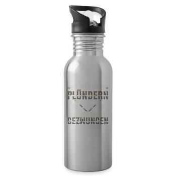 Geboren Um Zu Plündern Und Zur Arbeit Gezwungen - Trinkflasche mit integriertem Trinkhalm - Lightsilver - Rechts