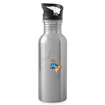 LGBTQ Parade Rainbow Flag Kiss - Water bottle with straw - silver - Right
