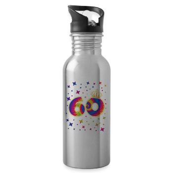 Tie-dye Fête d’anniversaire 60 ans 60 ans - Gourde avec paille intégrée - argent clair - Droite