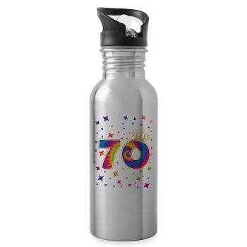 Tie-dye fête du 70e anniversaire 70 ans - Gourde avec paille intégrée - argent clair - Droite