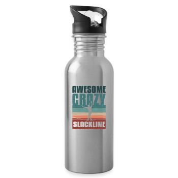 Retro vintage Slackline - Water bottle with straw - silver - Right