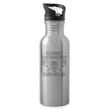 Du kannst subtrahieren? Dann zieh ab Wikinger Axt - Trinkflasche mit integriertem Trinkhalm - Lightsilver - Rechts
