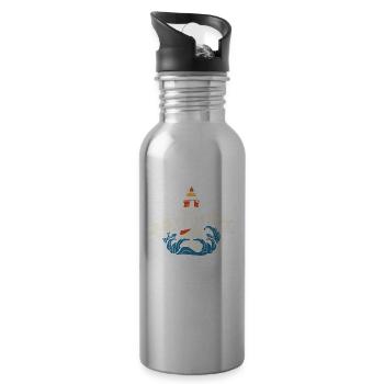 Moin ihr Spacken - Digga Spruch Meer Norddeutsch - Trinkflasche mit integriertem Trinkhalm - Lightsilver - Rechts
