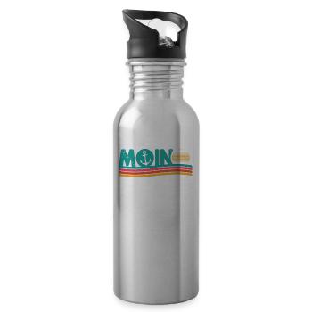 Moin ihr Spacken - Digga Spruch Meer Norddeutsch - Trinkflasche mit integriertem Trinkhalm - Lightsilver - Rechts