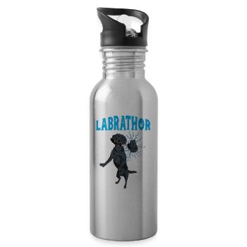 Labrathor Labrador Retriever Golden Retriever - Water bottle with straw - silver - Right