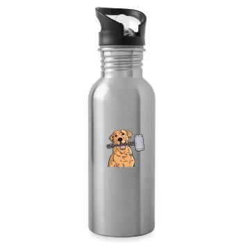 Labrathor Labrador Retriever Golden Retriever - Gourde avec paille intégrée - argent clair - Droite