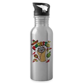 Purrr Cussion Katze Shirt, Katzenliebhaber Shirt, - Trinkflasche mit integriertem Trinkhalm - Lightsilver - Rechts