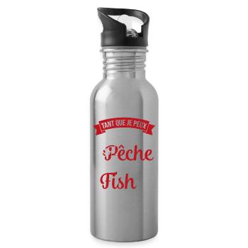 Si je peux aller à la pêche le reste je m'en fish - Gourde avec paille intégrée - argent clair - Droite