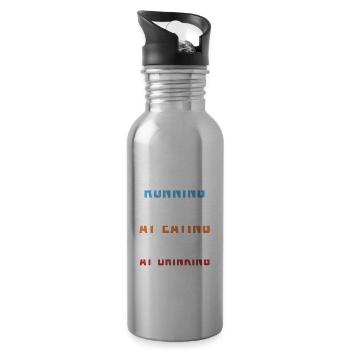 Okay Beim Laufen Besser Beim Essen - Trinkflasche mit integriertem Trinkhalm - Lightsilver - Rechts