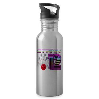 Striking Into 12 Bowling Bowler 12. Geburtstag - Trinkflasche mit integriertem Trinkhalm - Lightsilver - Rechts