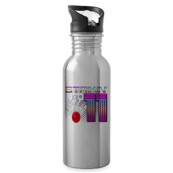 Striking Into 11 Bowling Bowler 11. Geburtstag - Trinkflasche mit integriertem Trinkhalm - Lightsilver - Rechts
