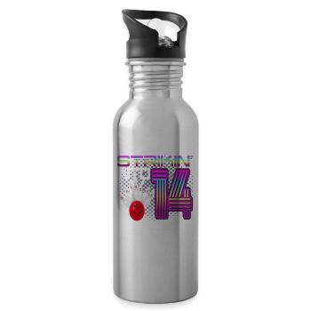 Striking Into 14 Bowling Bowler 14. Geburtstag - Trinkflasche mit integriertem Trinkhalm - Lightsilver - Rechts