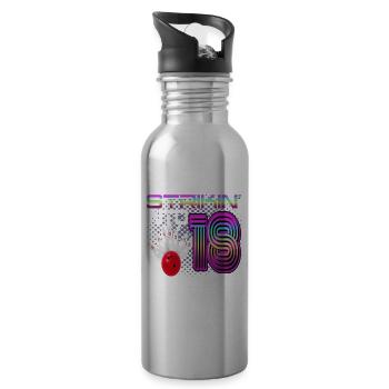 Striking Into 18 Bowling Bowler 18. Geburtstag - Trinkflasche mit integriertem Trinkhalm - Lightsilver - Rechts