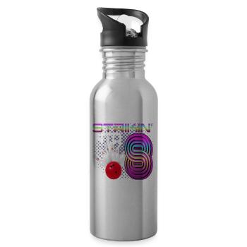 Striking Into 8 Bowling Bowler 8. Geburtstag - Trinkflasche mit integriertem Trinkhalm - Lightsilver - Rechts