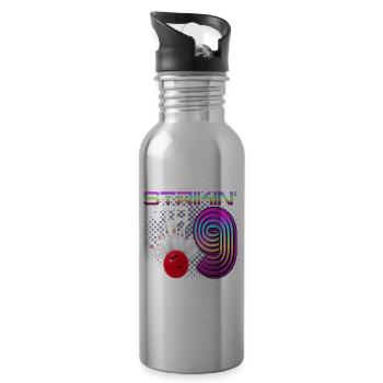Striking Into 9 Bowling Bowler 9th Birthday - Water bottle with straw - silver - Right