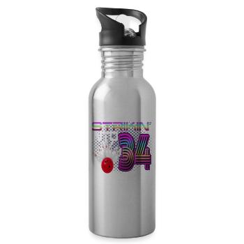 Striking Into 34 Bowling Bowler 34. Geburtstag - Trinkflasche mit integriertem Trinkhalm - Lightsilver - Rechts