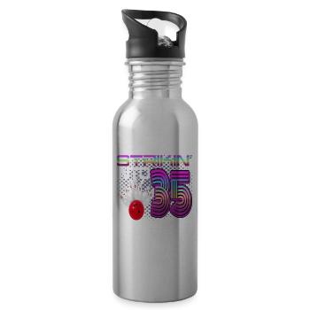 Striking Into 35 Bowling Bowler 35. Geburtstag - Trinkflasche mit integriertem Trinkhalm - Lightsilver - Rechts
