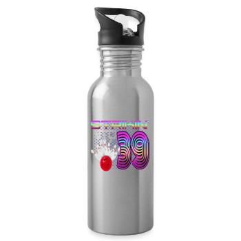 Striking Into 39 Bowling Bowler 39. Geburtstag - Trinkflasche mit integriertem Trinkhalm - Lightsilver - Rechts