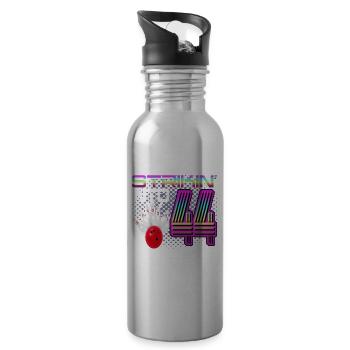 Striking Into 44 Bowling Bowler 44th Birthday - Water bottle with straw - silver - Right