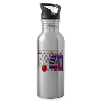 Striking Into 41 Bowling Bowler 41st Birthday - Water bottle with straw - silver - Right