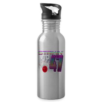 Striking Into 47 Bowling Bowler 47th Birthday - Water bottle with straw - silver - Right