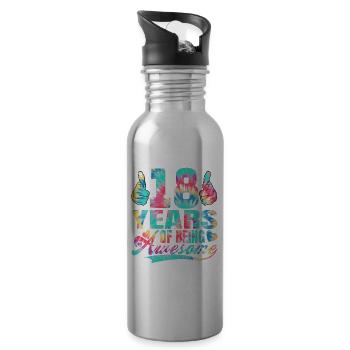 18. Geburtstag Oder Jahrestag 18 Years Of Being - Trinkflasche mit integriertem Trinkhalm - Lightsilver - Rechts