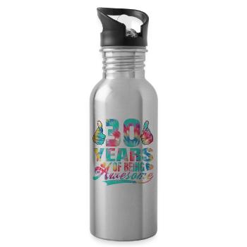 30e anniversaire ou anniversaire 30 ans d’existence - Gourde avec paille intégrée - argent clair - Droite