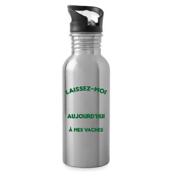 Je parle Seulement à Mes Vaches - Gourde avec paille intégrée - argent clair - Droite