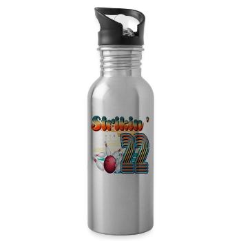 Strikin' Into 22 Bowling Bowler 22nd Birthday - Water bottle with straw - silver - Right