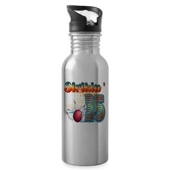 Strikin' Into 35 Bowling Bowler 35. Geburtstag - Trinkflasche mit integriertem Trinkhalm - Lightsilver - Rechts