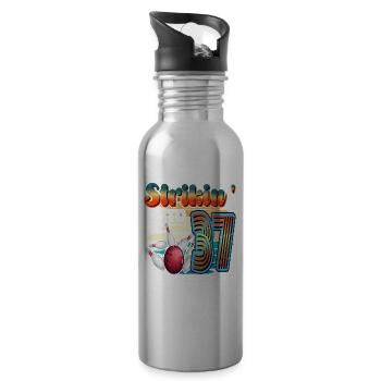 Strikin' Into 37 Bowling Bowler 37. Geburtstag - Trinkflasche mit integriertem Trinkhalm - Lightsilver - Rechts