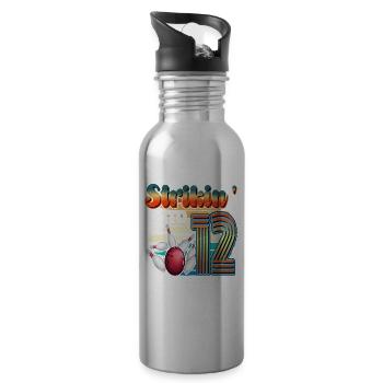 Strikin' Into 12 Bowling Bowler 12. Geburtstag - Trinkflasche mit integriertem Trinkhalm - Lightsilver - Rechts
