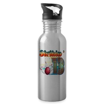 Strikin' Into 13 Bowling Bowler 13. Geburtstag - Trinkflasche mit integriertem Trinkhalm - Lightsilver - Rechts