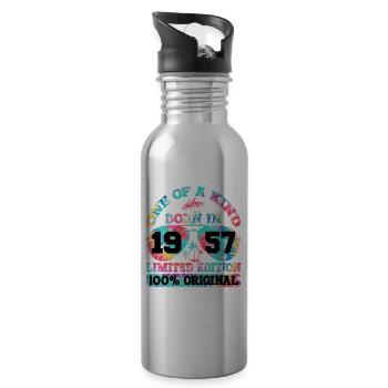 Einzigartig Geboren 1957 Limitierte Auflage - Trinkflasche mit integriertem Trinkhalm - Lightsilver - Rechts
