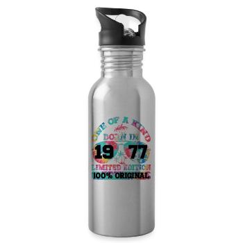 Einzigartig Geboren 1977 Limitierte Auflage - Trinkflasche mit integriertem Trinkhalm - Lightsilver - Rechts