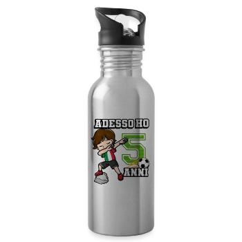 Soccer Boy It's My 5 Birthday Italienische Flagge - Trinkflasche mit integriertem Trinkhalm - Lightsilver - Rechts