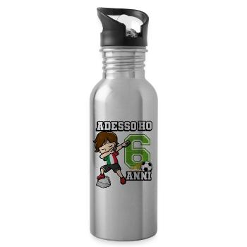 Soccer Boy It's My 6 Birthday Italienische Flagge - Trinkflasche mit integriertem Trinkhalm - Lightsilver - Rechts
