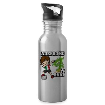 Soccer Boy It's My 4 Birthday Italienische Flagge - Trinkflasche mit integriertem Trinkhalm - Lightsilver - Rechts